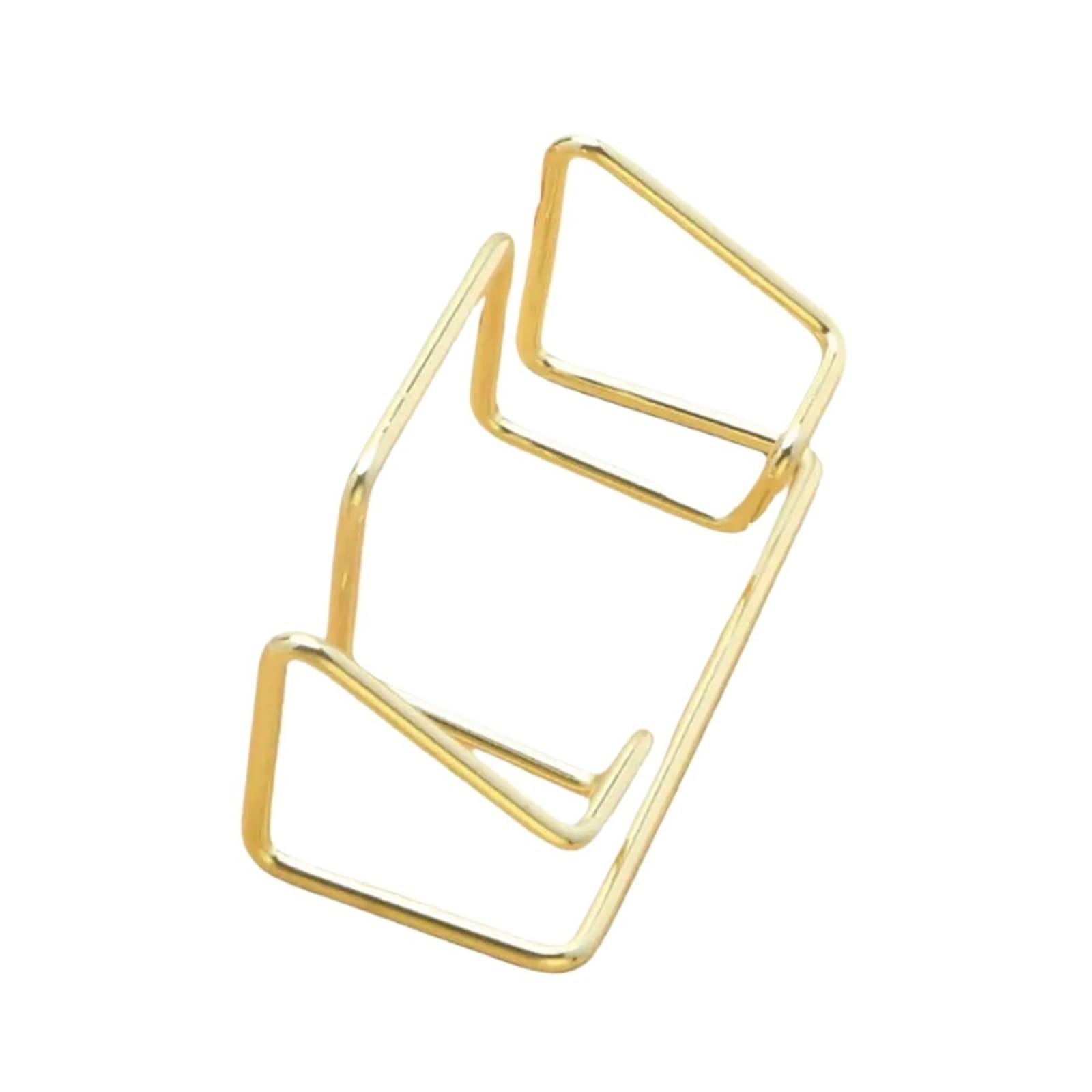 Vaeltor Golden 10Pcs Metal Business Name Card Holder Desk Bracket Organizer Display Rack Office Supplies Simple Desktop Decorative(Golden)