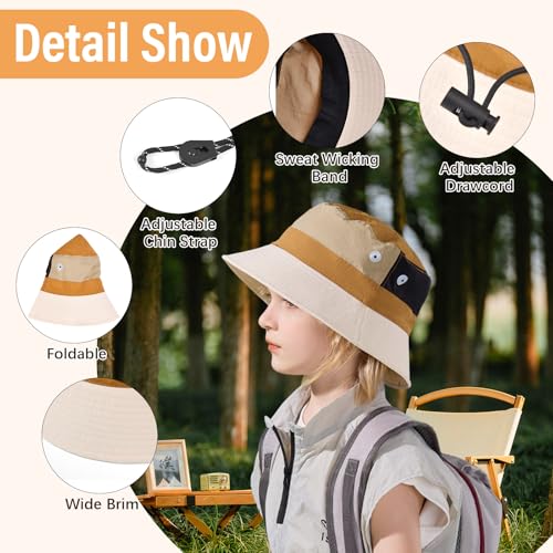 Outdoor Kids Sun Hat Quick Dry Bucket Hat Multiple Color Patchwork for Boys Girls 8-15 Years UPF 50+ Summer Beach Hats3