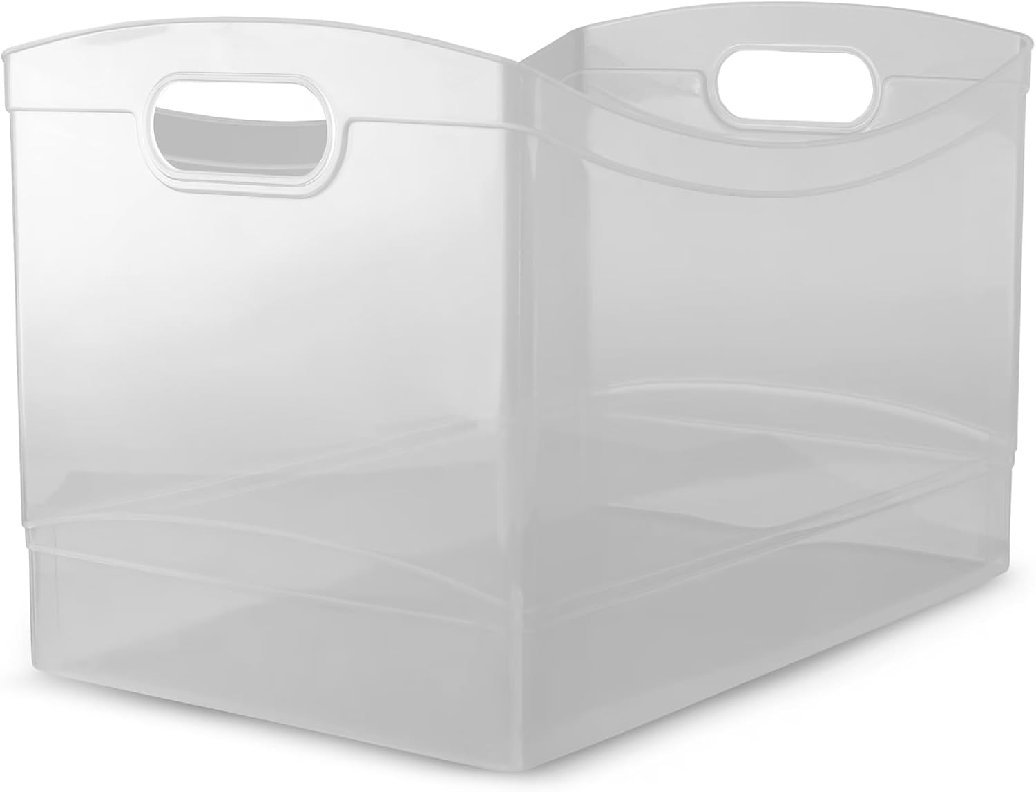 PYBAGYR Clear Utility Storage Organizer Bin with Built-In Handles, 15.3" x 10.4" x 9.8" Open-Top Box for Pantry, Closet, Office & Cleaning Supplies