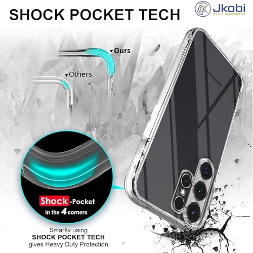 Image of Jkobi Back Cover Case for Samsung Galaxy S23 Ultra 5G (Silicone Clear Shockproof Case with Camera Protection |Flexible and Soft | Transparent)