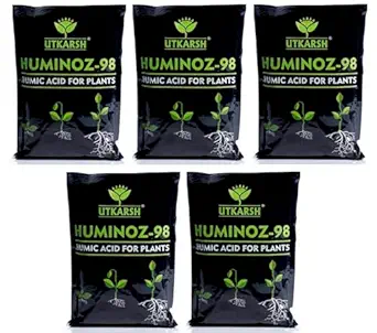 UTKARSH Huminoz-98 Humic Acid (98%) for Plant | Plant Fertilizer for Potted Plants | Plant Growth Enhancer, Soil Conditioner, Improves Plant Root System | (Set of 5 of 900 gm; 4.5 Kg)