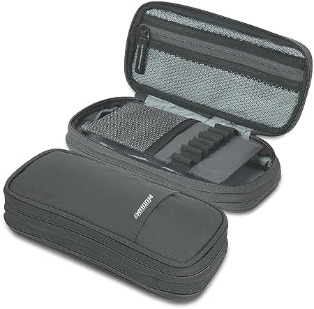LIHIT LAB Zipper Pen Case, 7.9 × 2 × 4.7 Inches, Black (A7551-24 ...