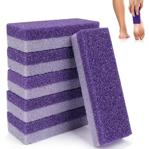 Foot Pumice Stone, 6 PCS Double Sided Foot Scrub, Natural Pumice Pedicure Exfoliator Tool, Foot Scrubber Pumice Pads for Feet Hard Skin Callus Remover and Scrubber(Purple)