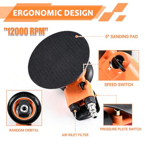 5-Inch Pneumatic DA Sander