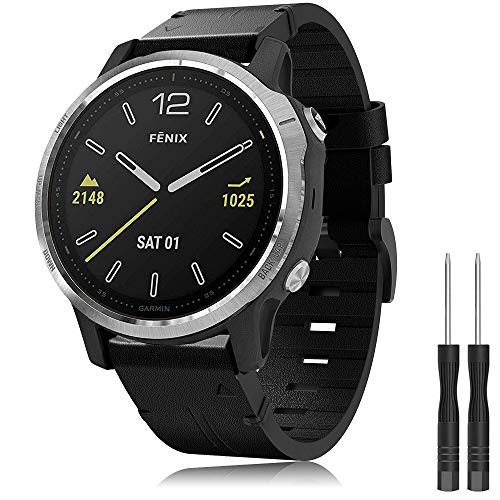 Junboer Compatible with Fenix 6S Band, 20mm Watch Band Easy Fit Premium Leather Replacement Starp with Stainless Steel Buckle for Garmin Fenix 6S/6S Pro/6S Sapphire/5S/5S Plus/D2 Delta S Smartwatch