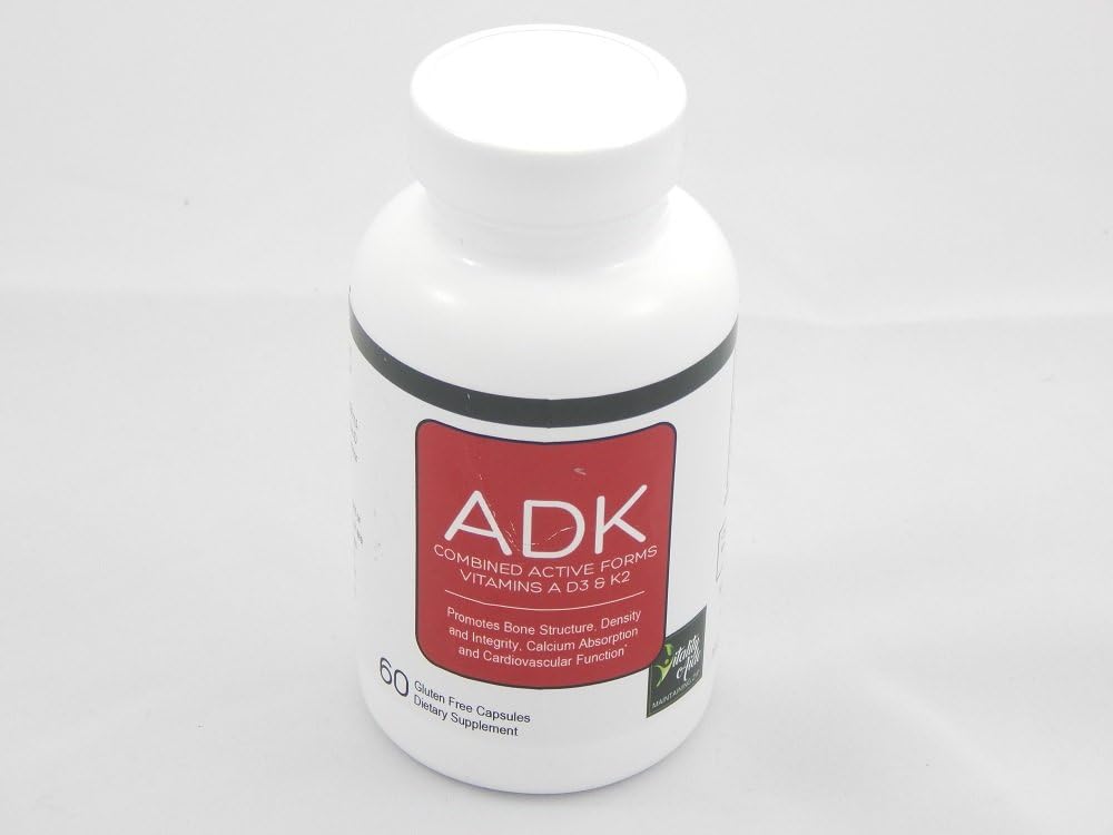 ADK Vitamins A, D3 & K2-60 Gluten Free Capsules Dietary Supplement