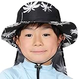 [FELLOW] フェロー ビーチハット 全33色 UVカット 子供 サーフハット サファリハット キッズ 帽子 フリーサイズ プール 紫外線対策 UPF50+ ブラックアイランド S 54cm