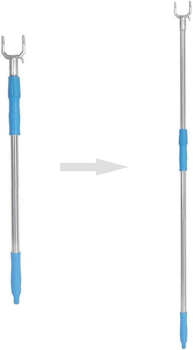 Closet Stick Pole,Closet Hook,Stainless Steel Telescopic Extending Reach Stick Clothes Poles/Rod/Hanger/Fork/Rail/Hooker/Stick for Clothes Rack/Closet/Ceiling/Shelf