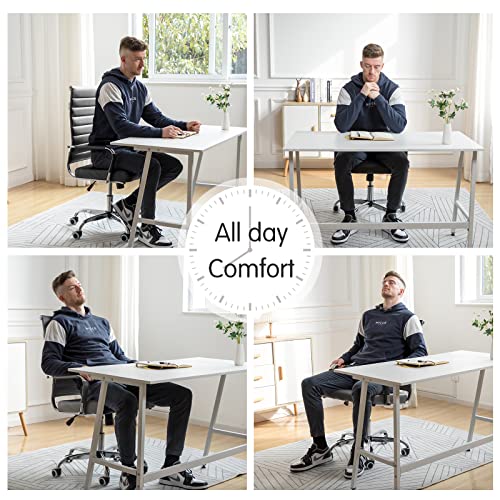 Bowthy Home Office Chair Ribbed, Modern Leather Conference Room Chairs, Ergonomic Office Desk Chair, High Back Executive Computer Chair, Adjustable Swivel Chair With Arms (Grey) #TOP5