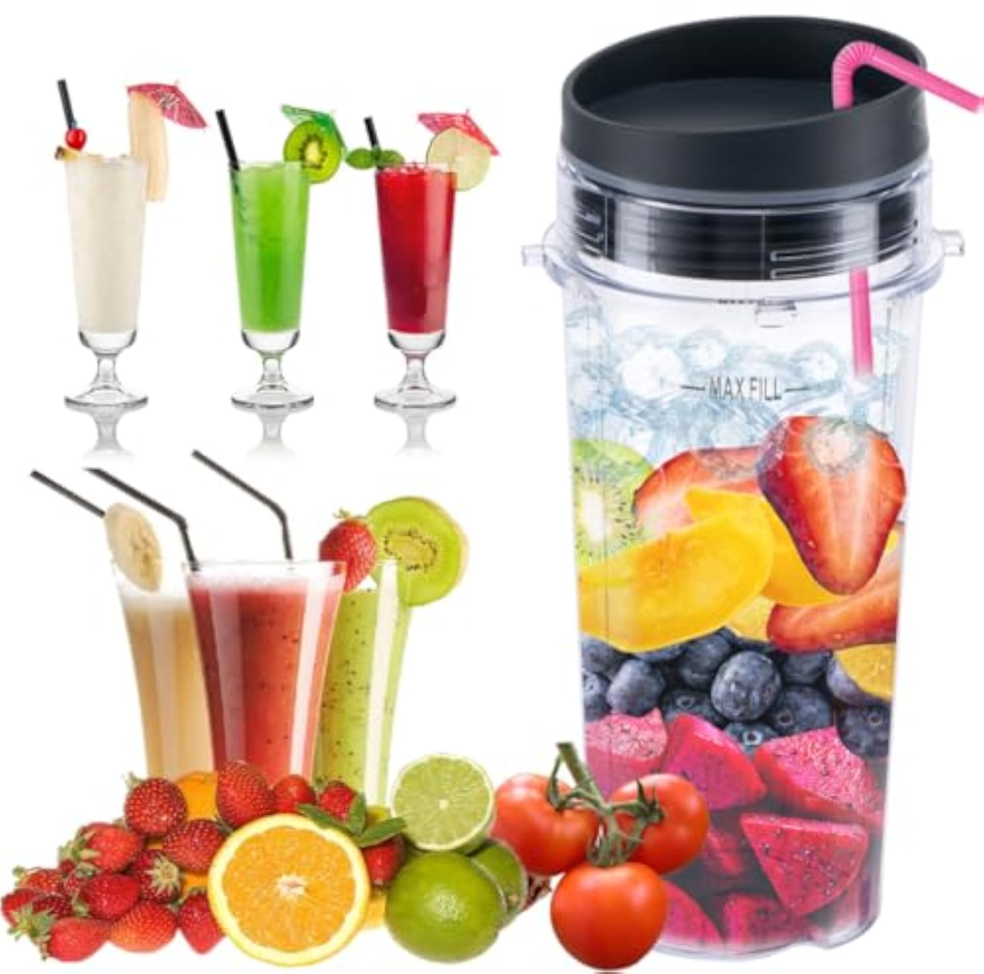 16oz Blender Cup Set for Ninja Replacement Parts