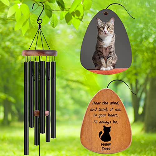 Image of Personalized Custom Wind Chimes Memorial Gift for Loss of Loved One Mother Dad Mom Dog Pets Customized Outdoor Sympathy Wind Chimes with Photo Text