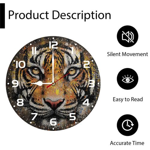 Reloj de pared analógico silencioso madera redondo 10 pulg miniatura 5
