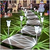 DenicMic Solar Lights Outdoor 10 Pack Waterproof Solar Christmas Lights Outdoor 6000K Cold White LED Stainless Steel Stake for Pathway Yard Garden Driveway Outside Decor