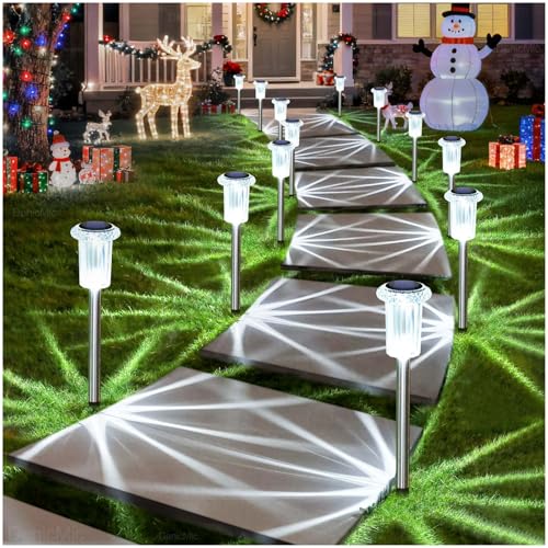 DenicMic Solar Lights Outdoor 10 Pack Waterproof Solar Christmas Lights Outdoor 6000K Cold...
