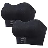 Necalisi Bandeau BH trägerlos Schwarz (2pcs) ohne Buegel Trägerlos Damen-Bralette Ungepolstert Bandeau BH Spitze Dirndl Damen 110C