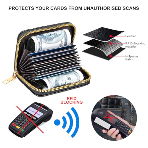 Image of Credit Card Wallet, RFID Card Case Wallet, Zipper Card Cases Holder for Men Women, RFID Blocking, KeyChain Wallet, Compact Size Card Organizer Case for Women