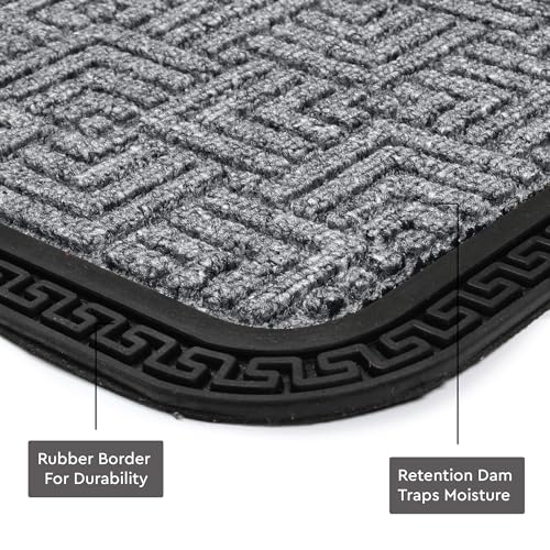 Image of Encasa XO Door Mat for Home Entrance, Polypropylene Floor Mat Grey