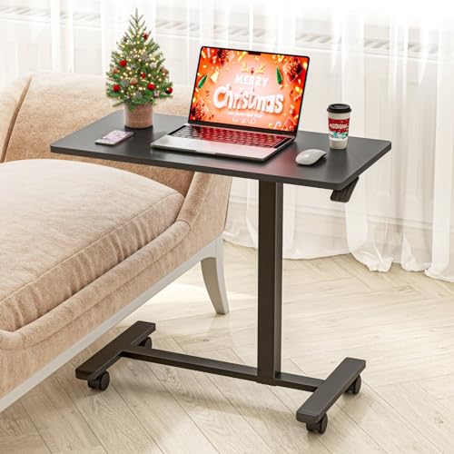 Dripex Table d'appoint avec roulettes - Hauteur réglable pour Ordinateur Portable, Bureau en Bois,...