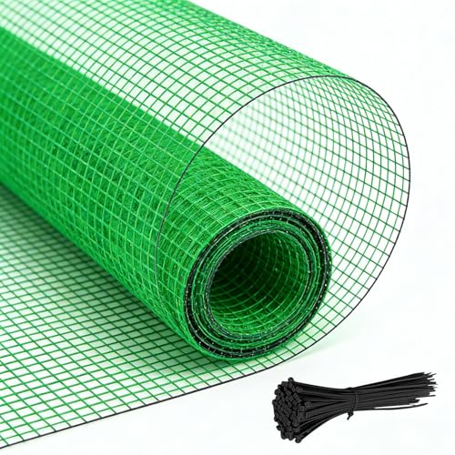 Quobiad Garden Fence Temporary Fence 4x100 with 50 Zip Ties Plastic Fencing Safety Fence Snow Fence Construction Fencing for Garden Fencing Animal Barrier Poultry Deer Patio Green
