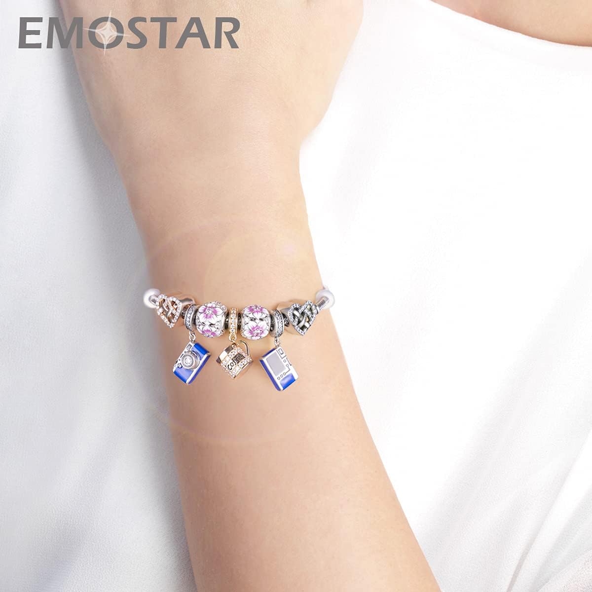 EMOSTAR Valentines Day Charms,Celtic Knot,Lipstick Red Lips,I Love You,Autism Awareness,Magnolia, in Love,Clover Heart Beads in Sterling Silver,Gifts for Family Christmas/European Bracelet