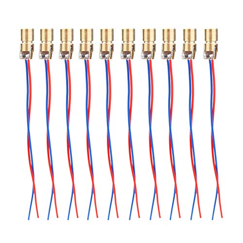 Yetaida Laser Diode, 10PCS 5V 650nm 5mW Mini Red Laser Diode Laser, Red Dot Laser Head, with Leads Head Outer Diameter 6mm