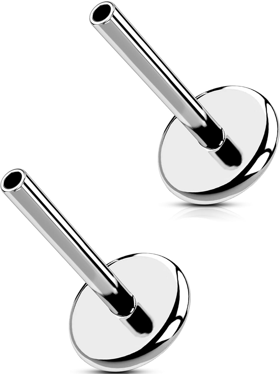 G23 Titanium Flat Back Post (Post Only), Threadless Push Pin &amp; Internally Threaded, 16G/18G/20G, 4.5-14mm, Silver/Gold/Black, Round/Heart/Star/Flower Base for Nose, Helix, Tragus