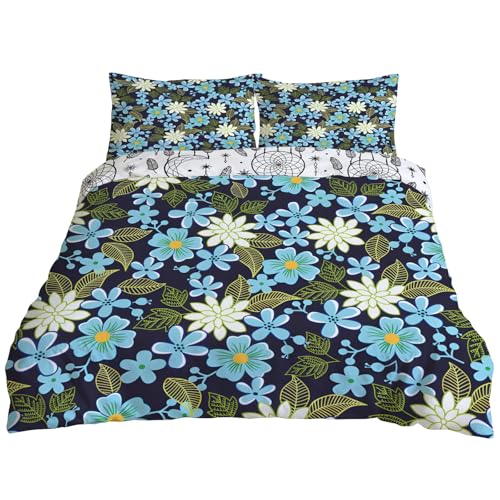 Housse de couette réversible et douce en microfibre micro-aérée lit double 240x220 cm