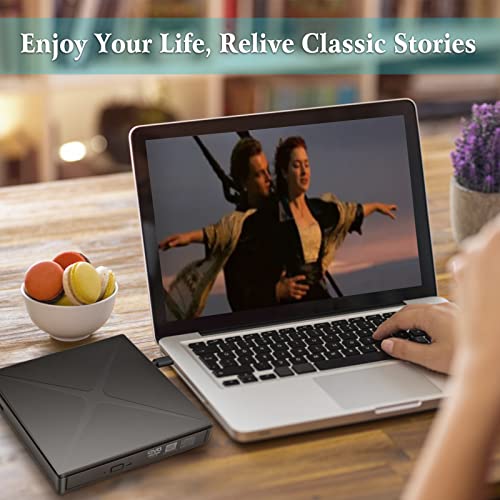 External Cd/Dvd Drive For Laptop, Ultra Slim Usb 3.0 Type-C Cd Dvd +/-Rw Burner, Optical Disk Drive Player With 2 Usb Ports And Tf/Sd Reader, For Laptop Mac Pc Windows 11/10/8/7 Linux Os #TOP6