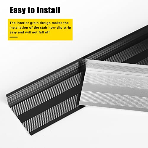 10 Pcs Aluminium Alloy Stair Nosing Protector Stair Edge Protector 2" X 0.75" X 48" Stair Non-Slip Strip Step Edge Trim Strips For Stairs Steps And Swimming Pool Edge (2" X 0.75" X 48", Black, 10) #TOP6