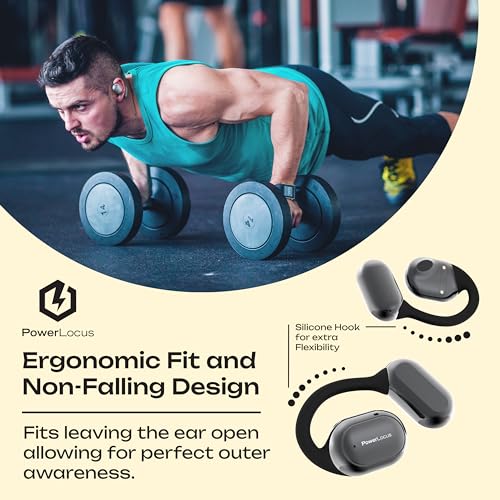 PowerLocus Open Ear Kopfhörer Bluetooth, SportKopfhörer Kabellose Ohrhörer, Touch-Bedinung, Tiefer Bass, Stabil Wasserdicht Wireless Earbuds mit Mikrofon für Sport, Laufen, Radfahren – Bild 6