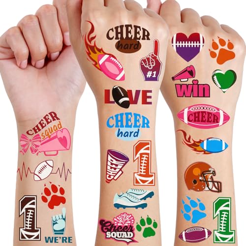 Konsait Football Tattoo Sports Temporary Tattoos for Boys Girls, 88 Pcs Fake Tattoos Football Party Favors for Kids Rugby Birthday Party Supplies
