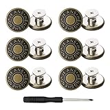 YouOKLight Buttons for Jeans,17 mm no-sew nailess Removable Metal Jeans Buttons Replacement Repair Combo Thread Rivets and Screwdrivers,12 Replacement Buttons, Simple Installation, Reusable.