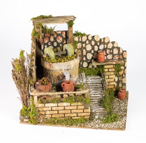 PERAGA GARDEN FRANTOIO MACINA Olive con Pompa 24X21X23CM per PRESEPE PRESEPISTICA