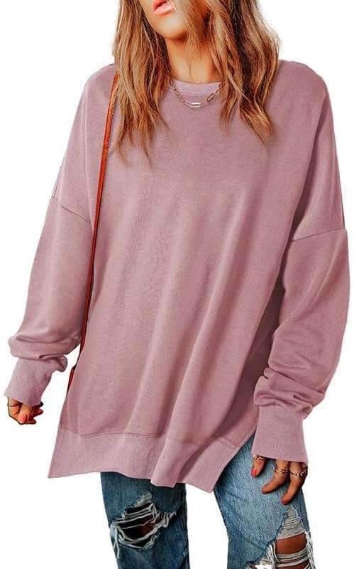 FMCHICO Womens Sweatshirt Casual Long Sleeve Crewneck Drop Shoulder Pullover Tops Loose Sweatshirts