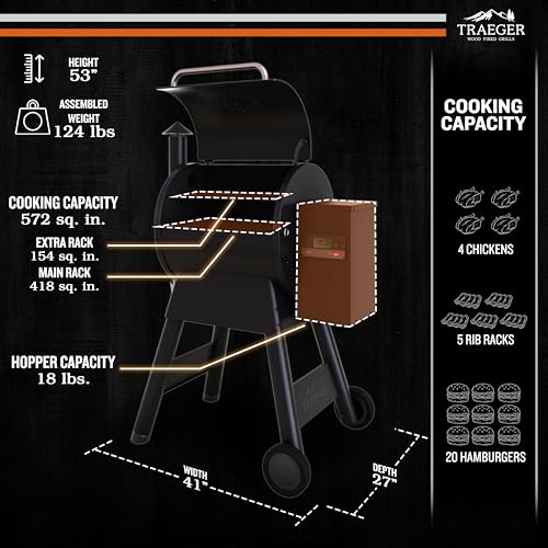 Traeger Grills Pro 575 Wood Pellet Grill & Smoker with Wifi, App-Enabled, Black