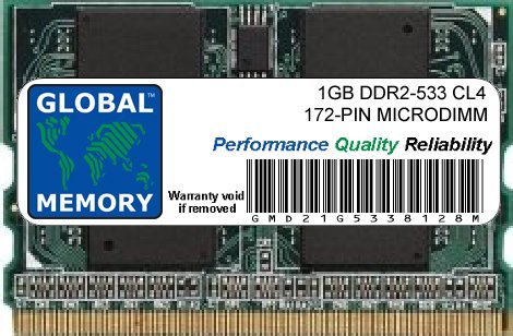  GLOBAL MEMORY 1 GB DDR2 533 MHz PC2 – 4200 172-pin Microdimm Memoria RAM per Computer Portatile