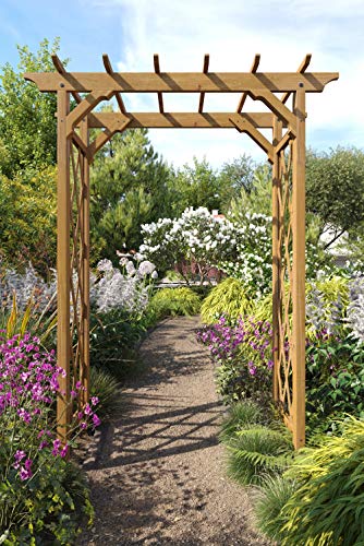 Vita Heartwood Cedar Wood Arbor 55 x 88 Golden Brown Garden Arch Durable Trellis for Climbing Plants Easy Assembly Ideal for Wedding Ceremony Backyard Dcor & Garden Entrance