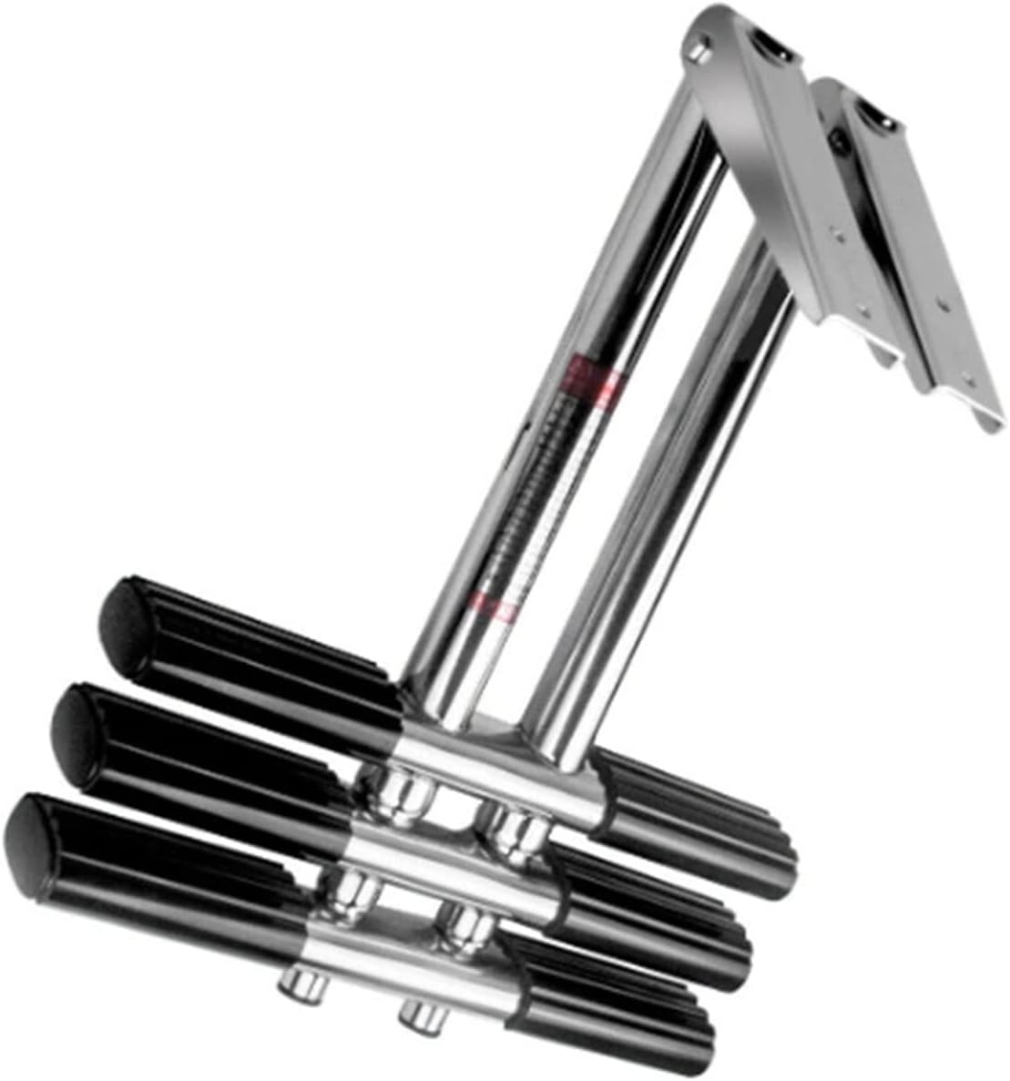 3ステップボートラダー ステンレススチール 垂直伸縮式トランサム取り付け 水泳ポンツーンはしご マリンアクセサリー (ブラック)