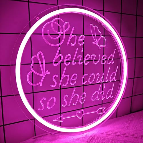 Image of She Believed She Could So She Did Neon Sign 2026 Graduations Led Sign Dimmable Neon Lights Graduation Gift for Her Inspirational Gifts for Women Light Up Sign