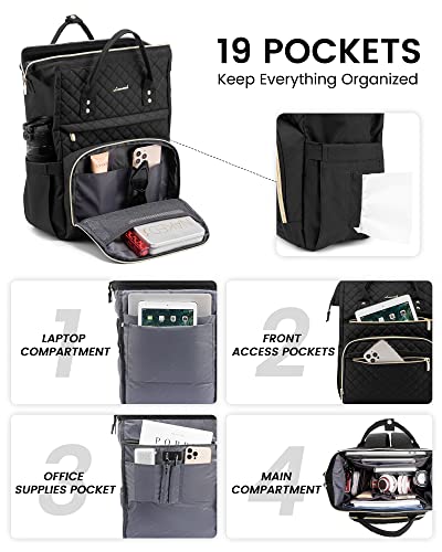 LOVEVOOK Quilted Laptop Backpack with USB Port #TOP12