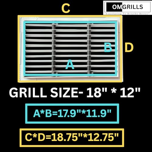 Image of Premium Central air Conditioning Grille- Linear Bar Grilles - Aluminium Powder Coated Grill, Ventilation Grill, Home Grill, ac Jali, Grill for Wall, Sidewall and Ceiling (18 inch * 12 inch)