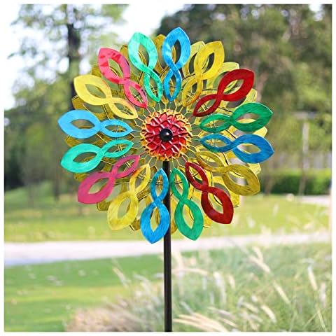 Cyan Oasis Large Yard Garden Wind Spinners - Outdoor Metal Wind Spinners with Stake, Yard Art Garden Decor (24" W x 84" H) Cover