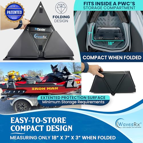 image for WAVESRX PWC Fender Bumper for Safe Jet Ski Docking | Foldable Easy-to-