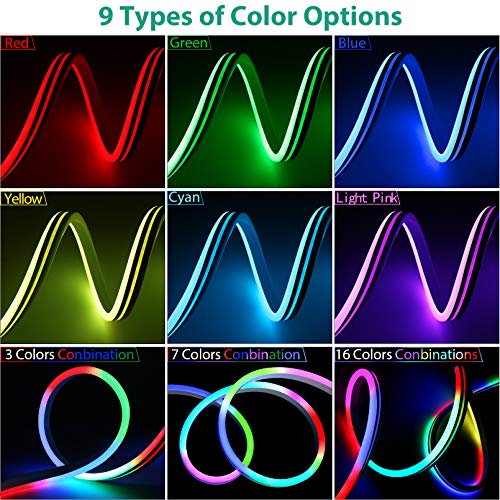 Lamomo Led Neon Rope Lights - 24V Led Light Strip Neon Flex Dreamcolor Chasing Effect Led Strip Light With Remote, Ip65 Waterproof Led Light For Bedroom Diy Neon Sign Indoor&Outdoor(Uncuttable) #TOP1