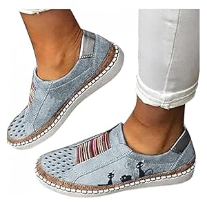 ERTY Wandelschoenen voor dames, premium orthopedische casual sneaker, dames plateausandalen orthopedische instapper wandelschoenen mode platte casual schoenen instappers (kleur: stijl G, maat: 10,5)