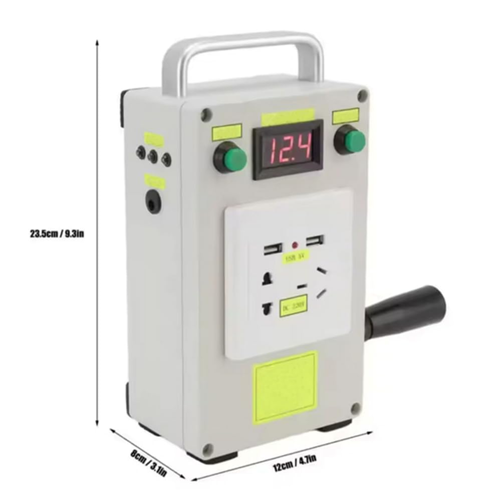 Generatore a manovella USB da 12 cm x 8 cm Stazione di Alimentazione Portatile compatta da 220 V Che può caricare telefoni cellulari, Laptop e torce elettriche