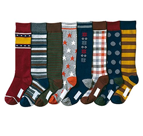 Yzjcafriz Boys' Soft Stars and Snow Stocking Youth Pattern Knee High Cotton Socks