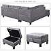 Harper & Bright Designs Sectional Sofa Couch with L Chaise Lounger and Storage Ottoman for Living Room Home Furniture Set grey