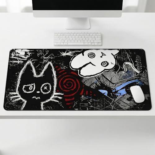 Image of MASIPICKS Doodle Extended XXXL Desk Mat 458 x 915 mm | Premium Midnight Doodle Chaos Mouse Pad with Stitched Edges | 3mm Thick Non-Slip Desk Pad for Gaming, Office & Workstation