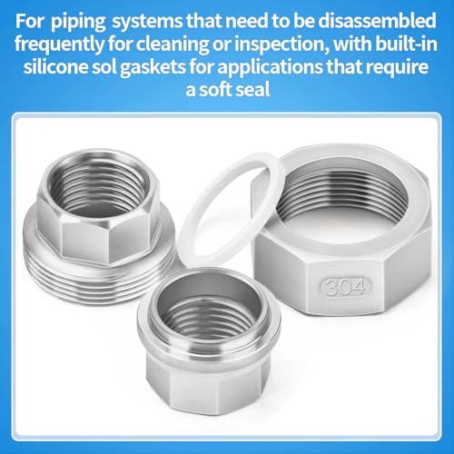 Image of ChillWaves 304 Stainless Steel Cast Pipe Fitting, Union，1-1 /4 inch NPT Female Thread Adapter(1-PACK)
